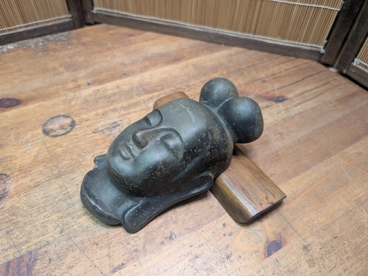 1900s Japanese Cast Iron Buddha Mask Wall Art Japan Auction Spiritual Decor