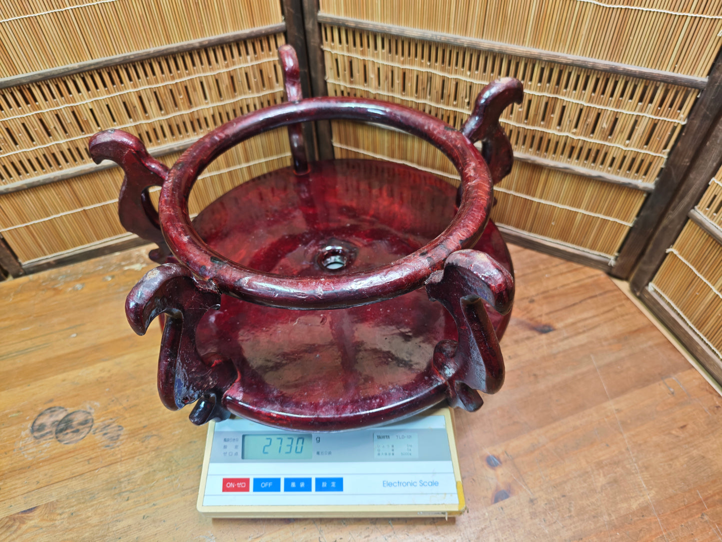 Vintage Japanese Sakura Wood Rin Kadai Stand Buddhist Altar Base 1950s Art