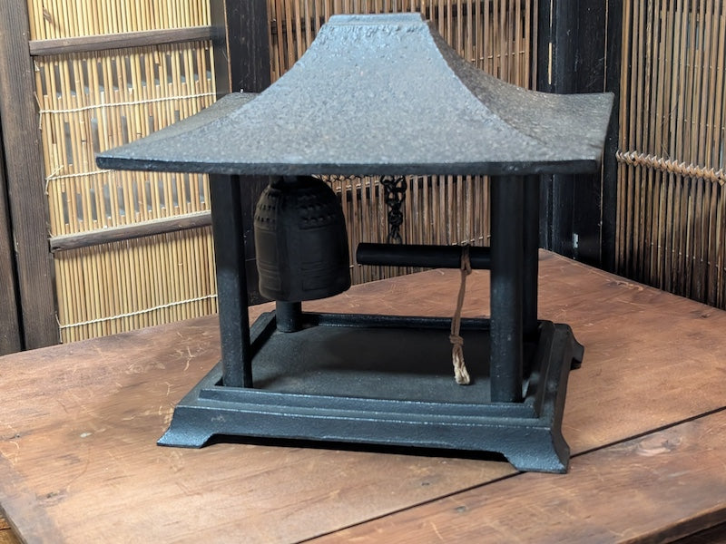 1950s Japanese Cherry Blossom Shrine Nambu Iron Bell Antique Metal Craft