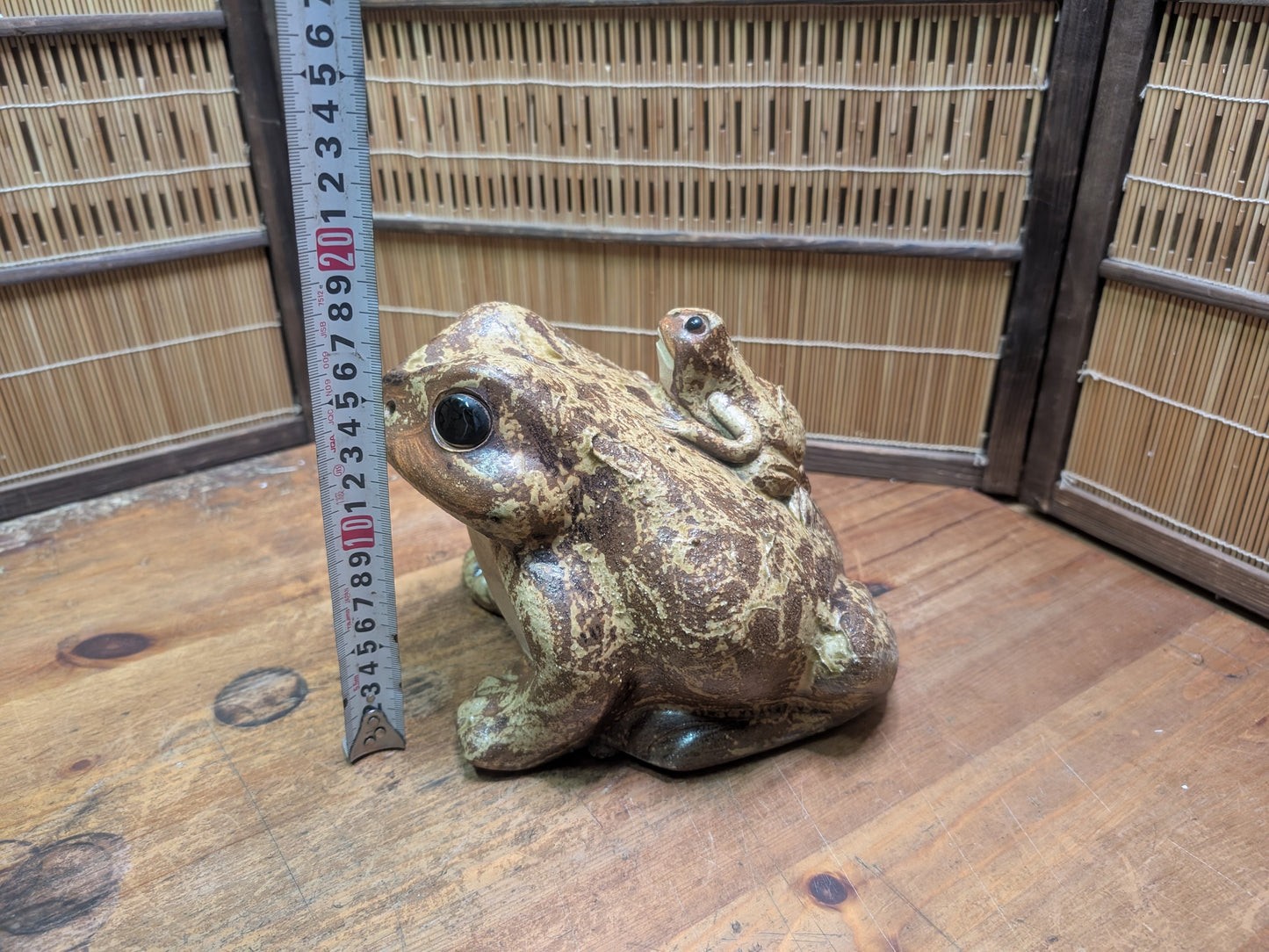 Japanese Shigaraki Ware Frog Statue Vintage Pottery Garden Ornament