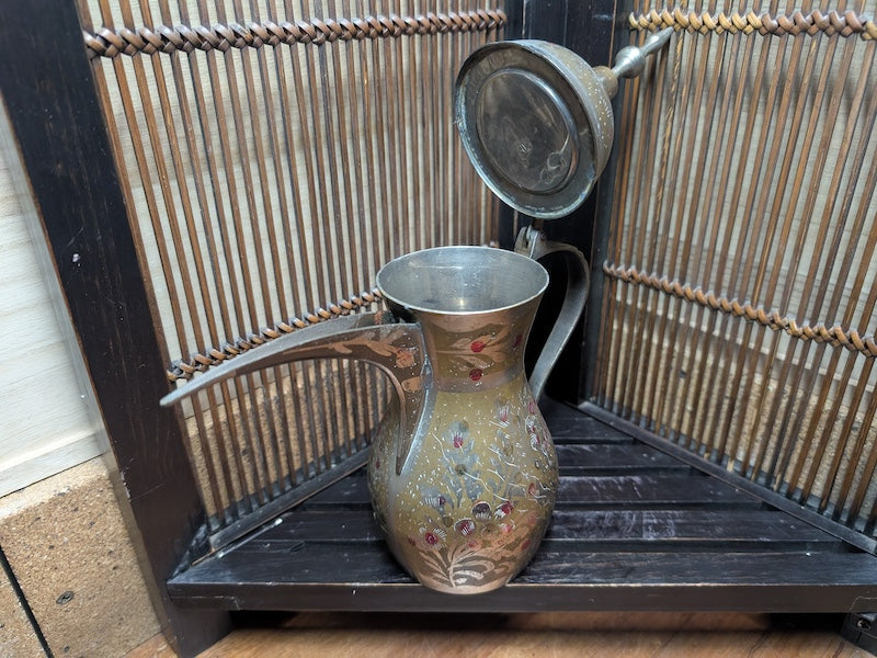 Antique Arabic Brass Dallah Coffee Pot – Rare Middle Eastern Islamic Teapot