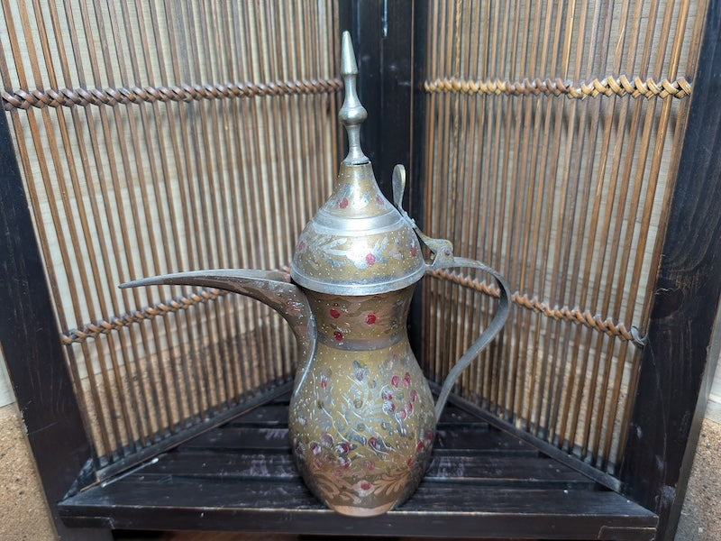 Antique Arabic Brass Dallah Coffee Pot – Rare Middle Eastern Islamic Teapot