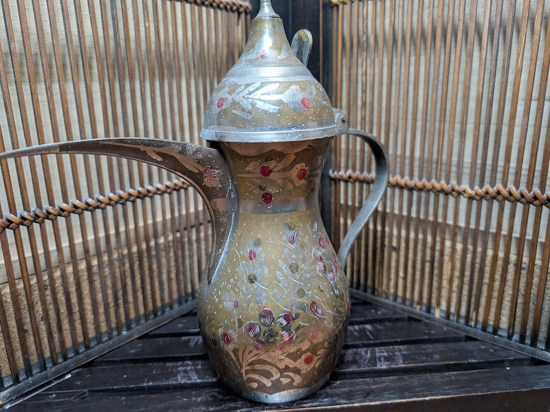 Antique Arabic Brass Dallah Coffee Pot – Rare Middle Eastern Islamic Teapot