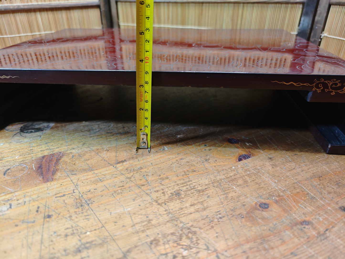 Antique Japanese Kadai Bonsai Table Meiji Era Wood Stand Lacquer Rare