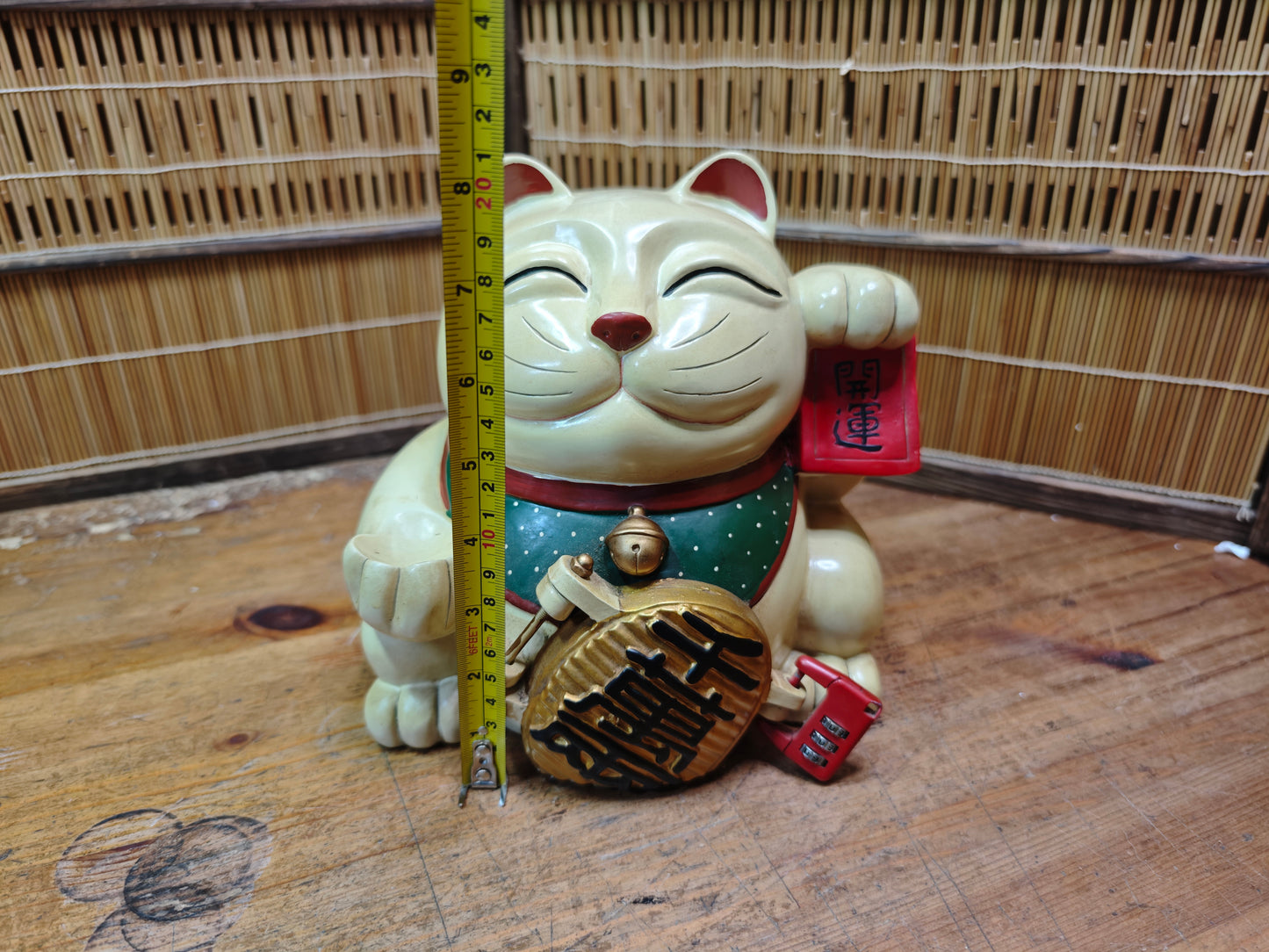 Authentic Japanese Vintage Maneki Neko Lucky Cat Coin Bank Statue JP