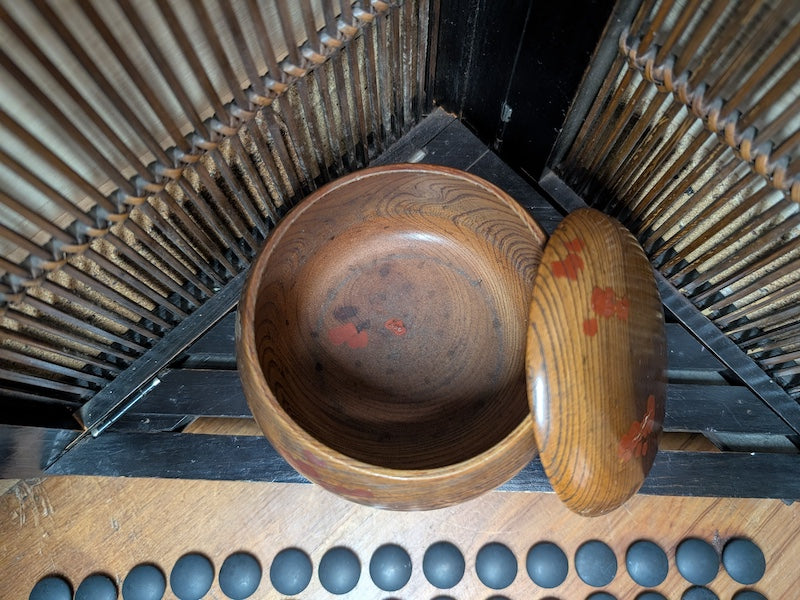 Japanese vintage Go game high grade Natchi shell original wooden bowl Made in Japan