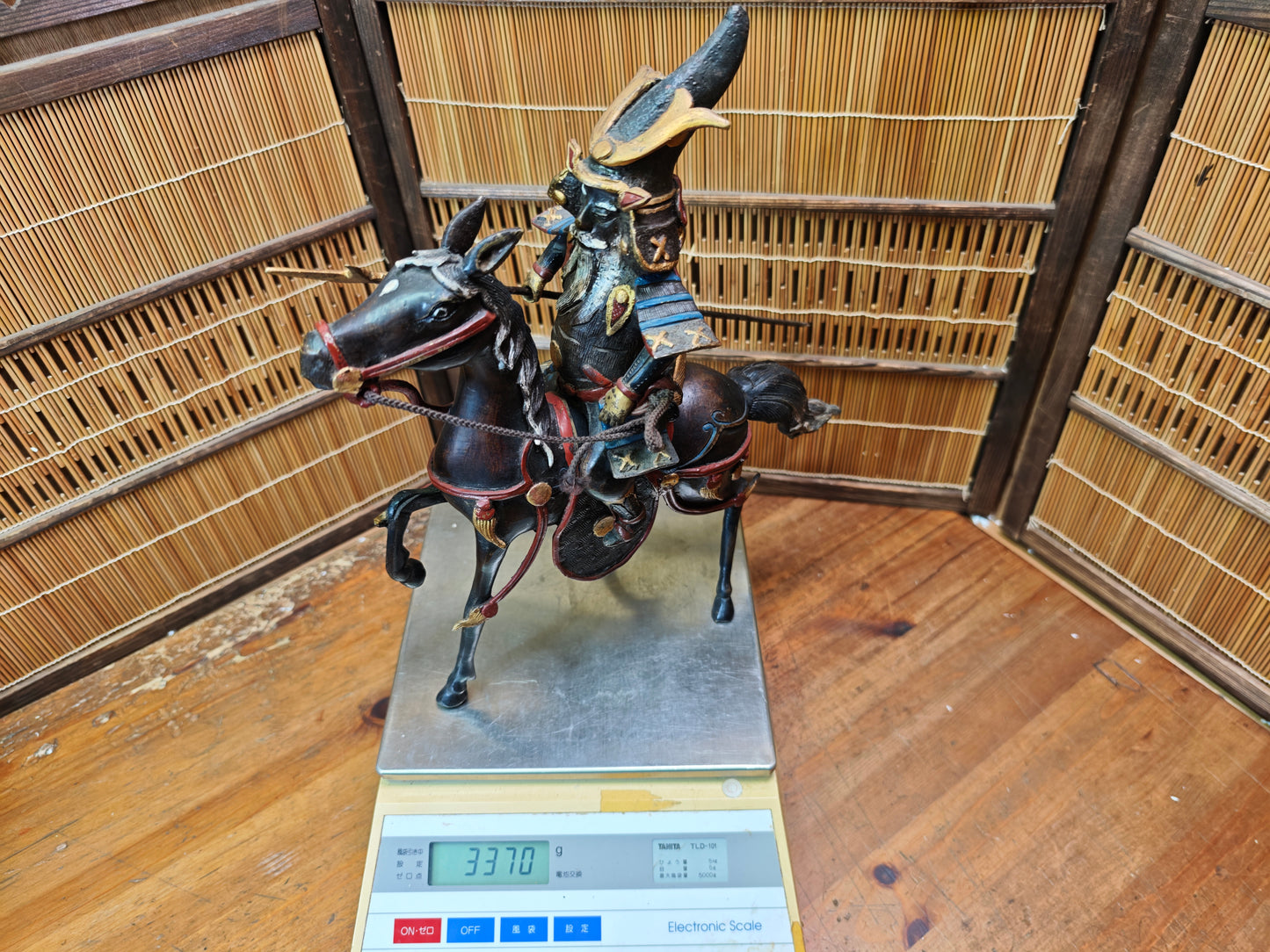 Authentic Meiji Samurai Horse Bronze Statue Kato Kiyomasa JP Antique