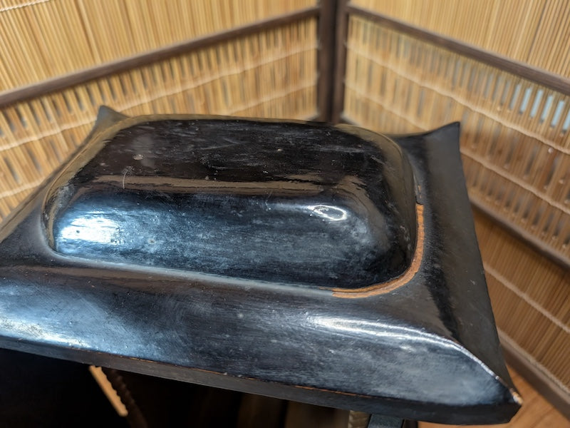 1800s Japanese Lacquered Home Shrine Altar with Brass Buddha Antique Japan