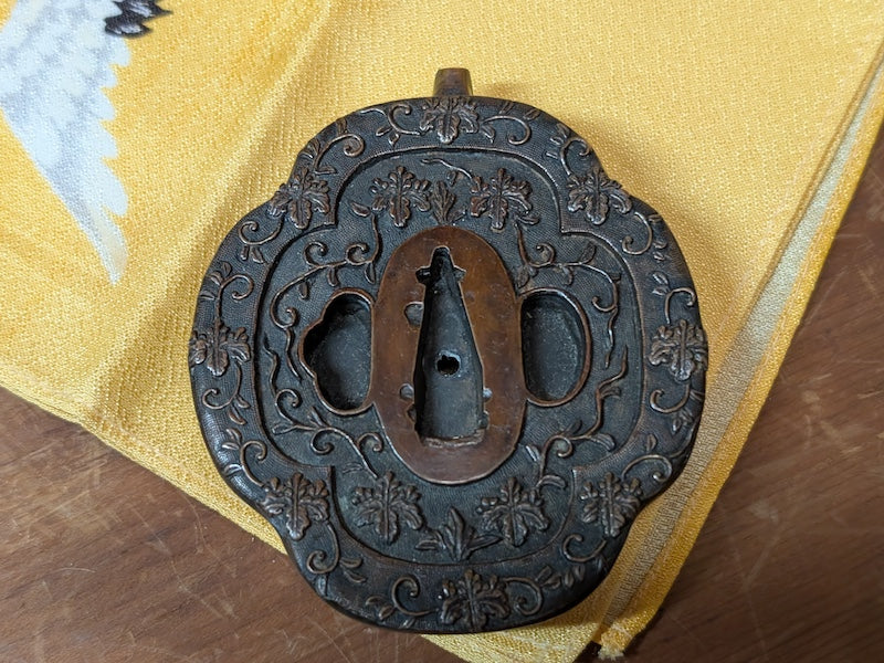 1800s Samurai Suiteki | Bronze Tsuba Water Dispenser | Antique Japan