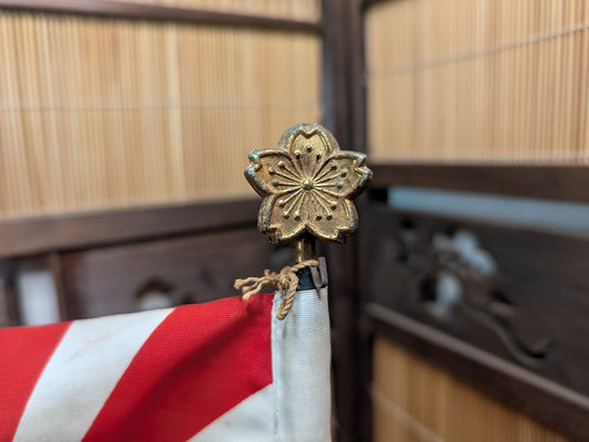 1930s Japanese Rising Sun Flag Kyokujitsu-ki WWII Antique w Stand Rare
