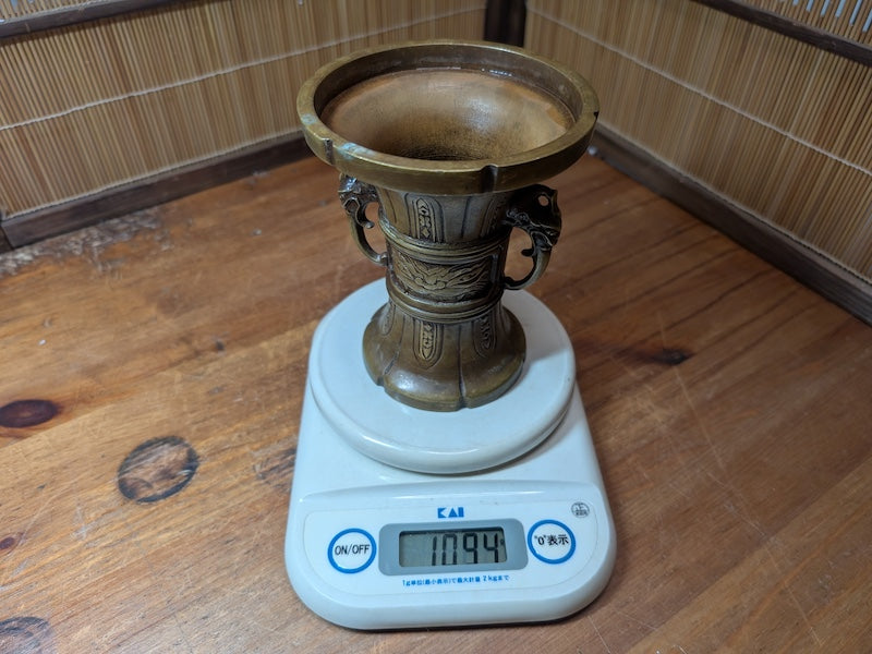 Rare Japanese Antique Buddhist Bronze Altar Vase Temple Decor