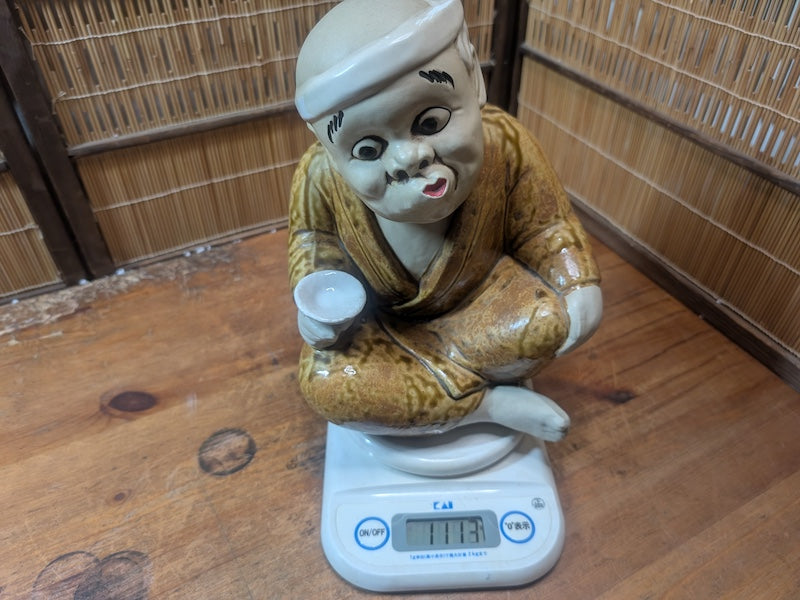 Rare Japanese Hyottoko Okimono Figurine Folk Art Lucky Statue Japan
