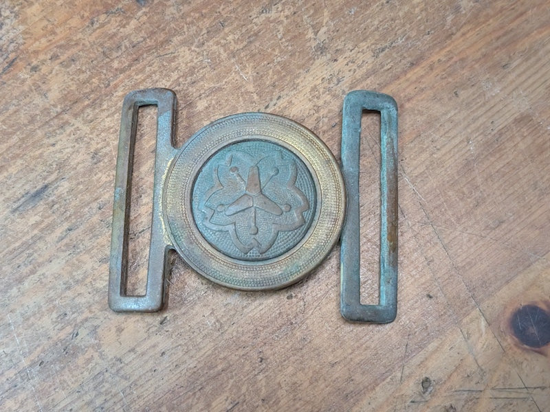 Meiji Japanese Fireman Belt Buckle Bronze Copper Uniform Artifact 1910s