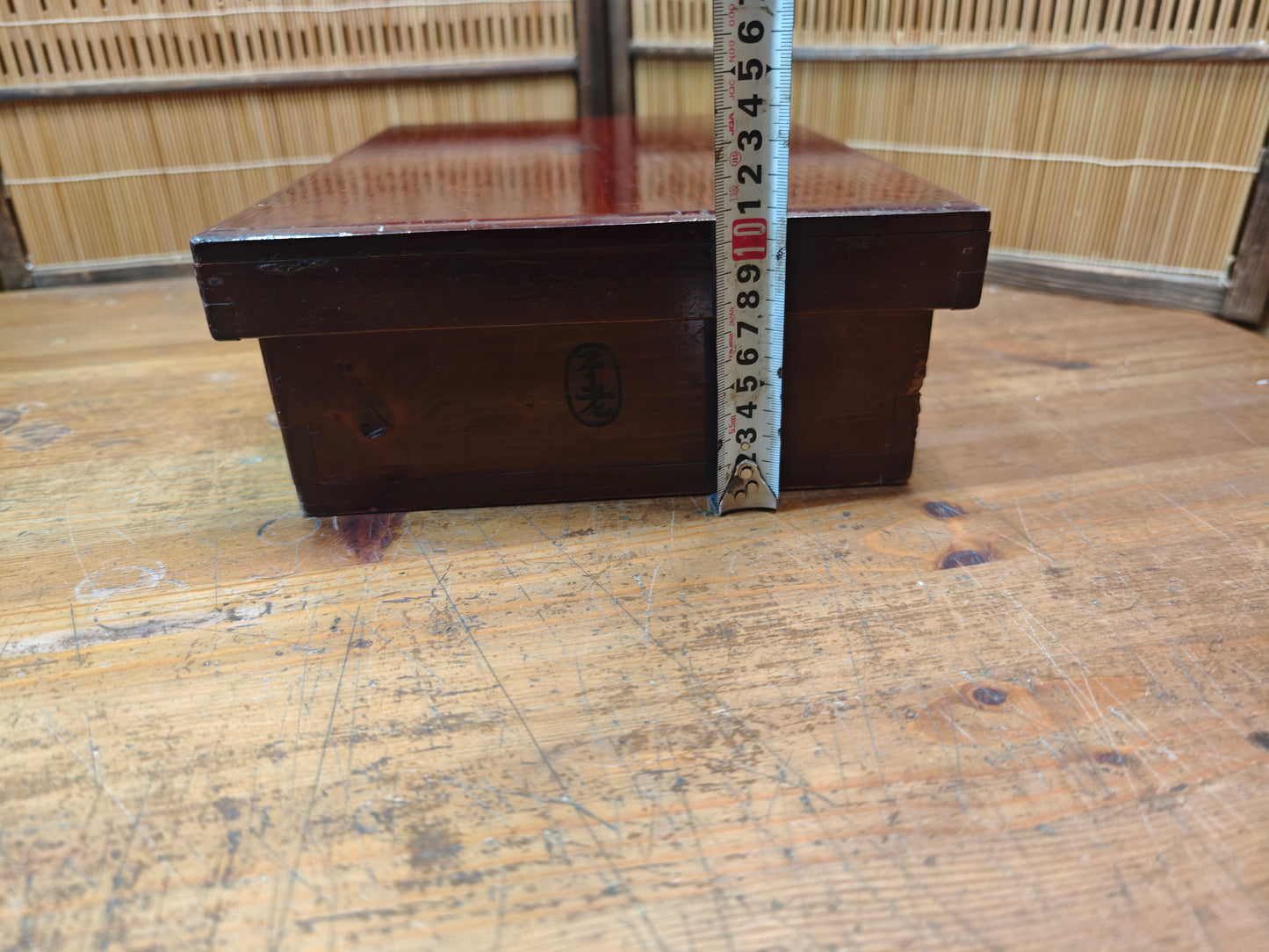 Japanese Antique 1800s Sakura Wood Storage Box Signed Small Rare Japan