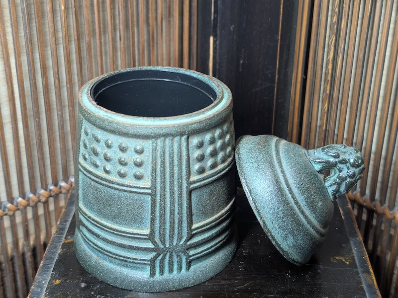 Japanese Antique 1930s Steel Temple Bell-Shaped Brush Container Jar Holder