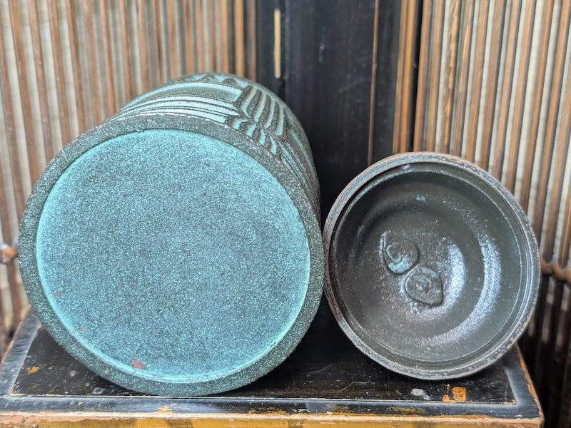 Japanese Antique 1930s Steel Temple Bell-Shaped Brush Container Jar Holder