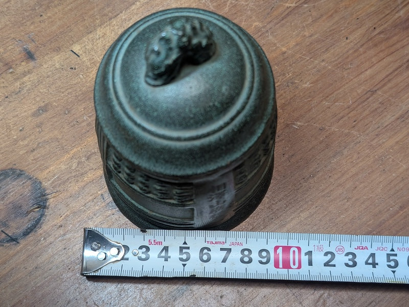 Japanese Antique 1930s Steel Temple Bell-Shaped Brush Container Jar Holder