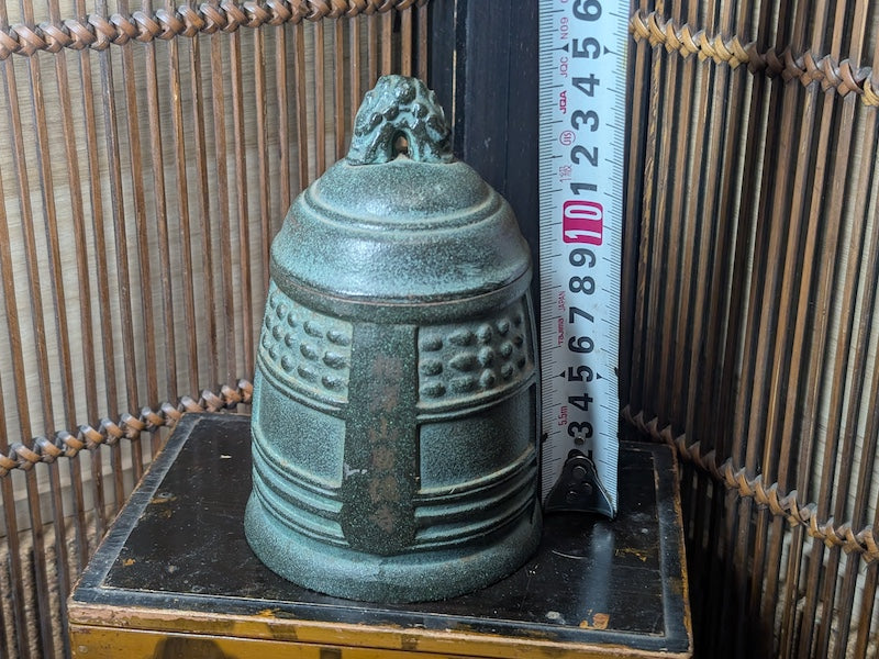 Japanese Antique 1930s Steel Temple Bell-Shaped Brush Container Jar Holder