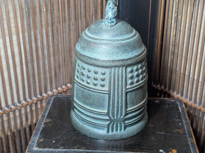 Japanese Antique 1930s Steel Temple Bell-Shaped Brush Container Jar Holder