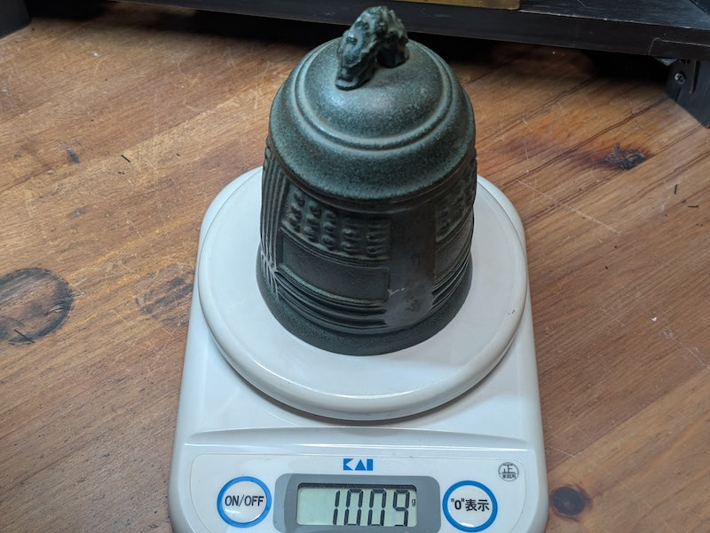 Japanese Antique 1930s Steel Temple Bell-Shaped Brush Container Jar Holder