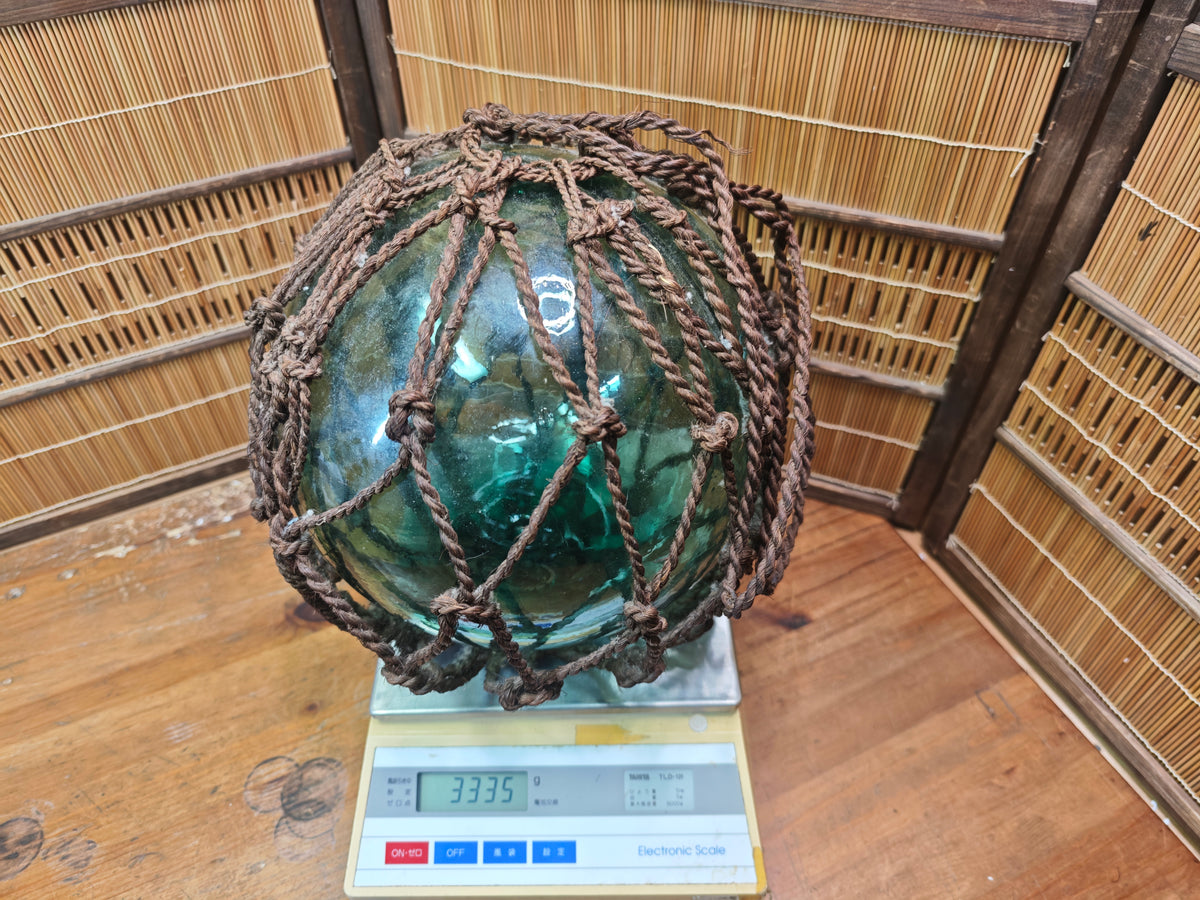 Japanese Glass Fishing Float Big Size Rope Buoy Antique Nautical Decor