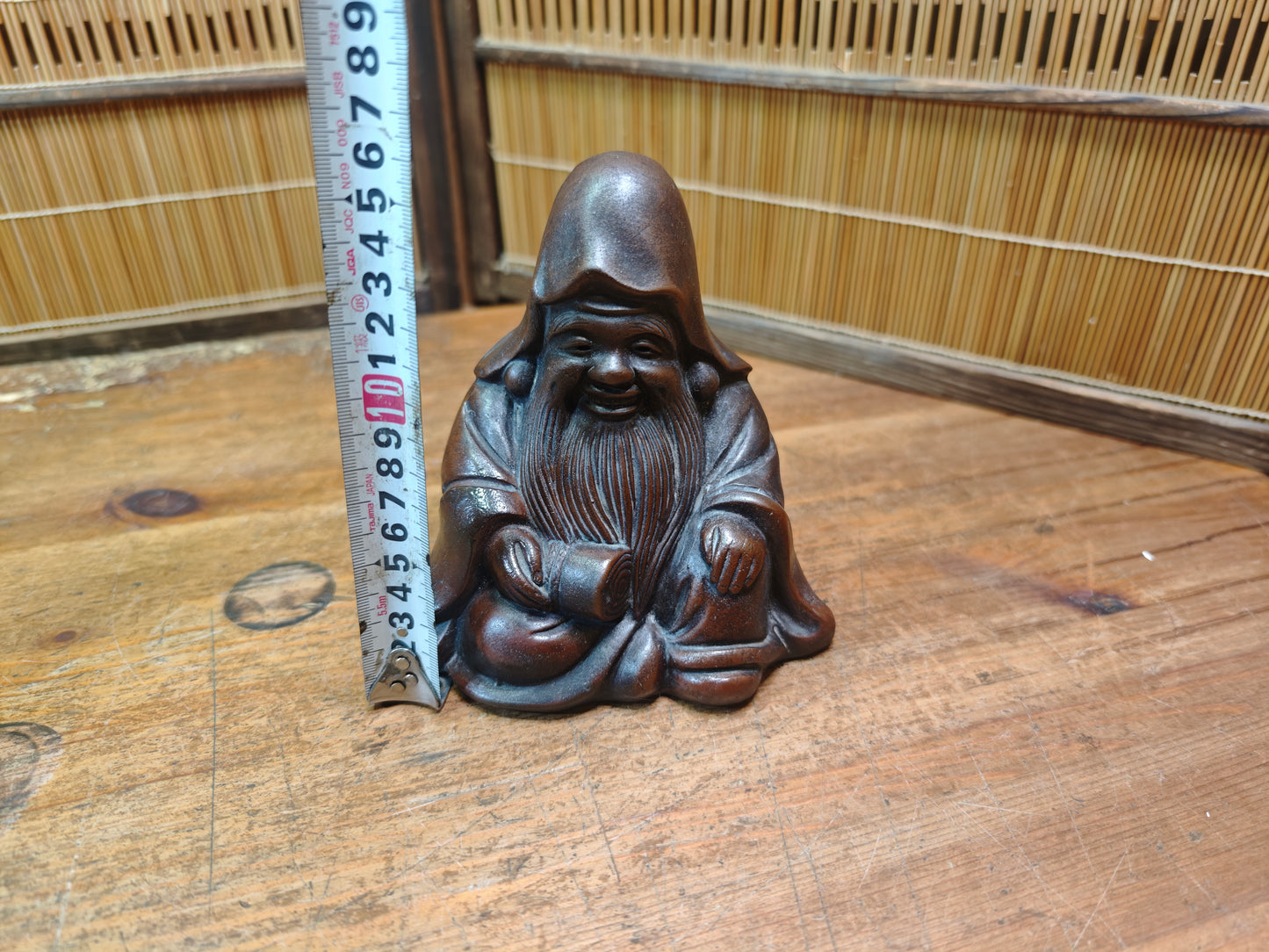 Japanese Vintage 1940s Bizen Ware Okimono Jurōjin Lucky God Sculpture