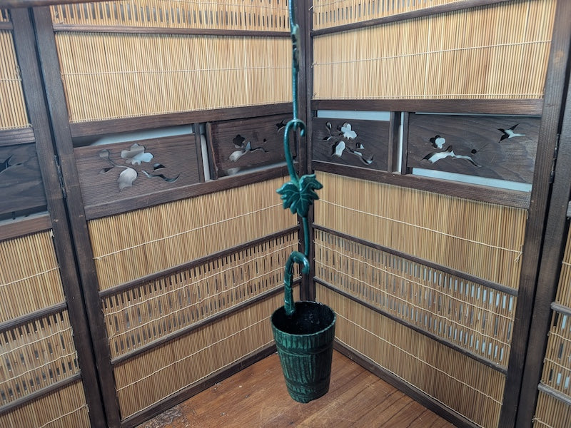 Rare 1950s Japanese Nambu Steel Wall Hanging Ikebana Flower Vase