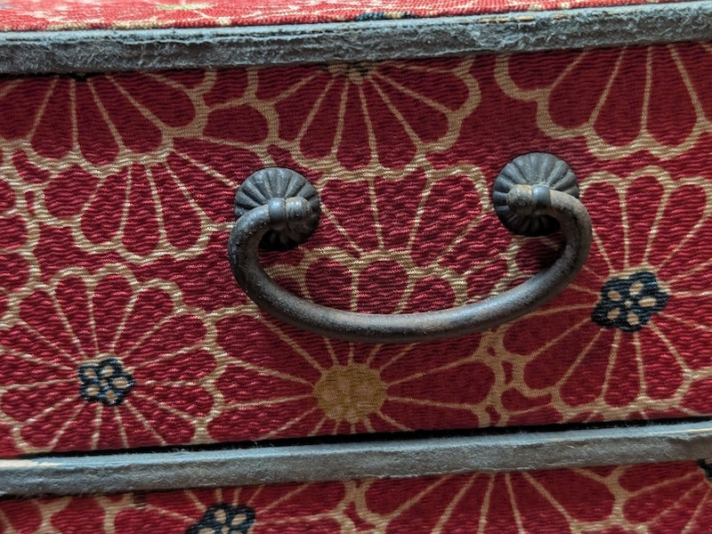 Japanese Vintage Kimono Fabric Drawer Box 1950s Storage Chest Rare Wabi-Sabi Decor