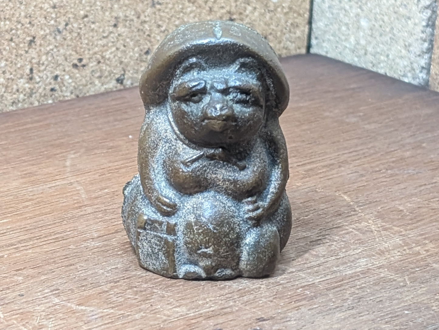 Japanese Bronze figurine 1900s Rare Antique Raccoon Tanuki collectable Made in Japan E9