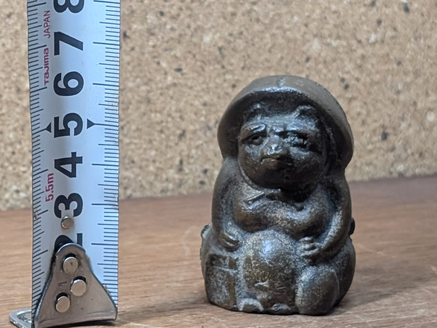 Japanese Bronze figurine 1900s Rare Antique Raccoon Tanuki collectable Made in Japan E9