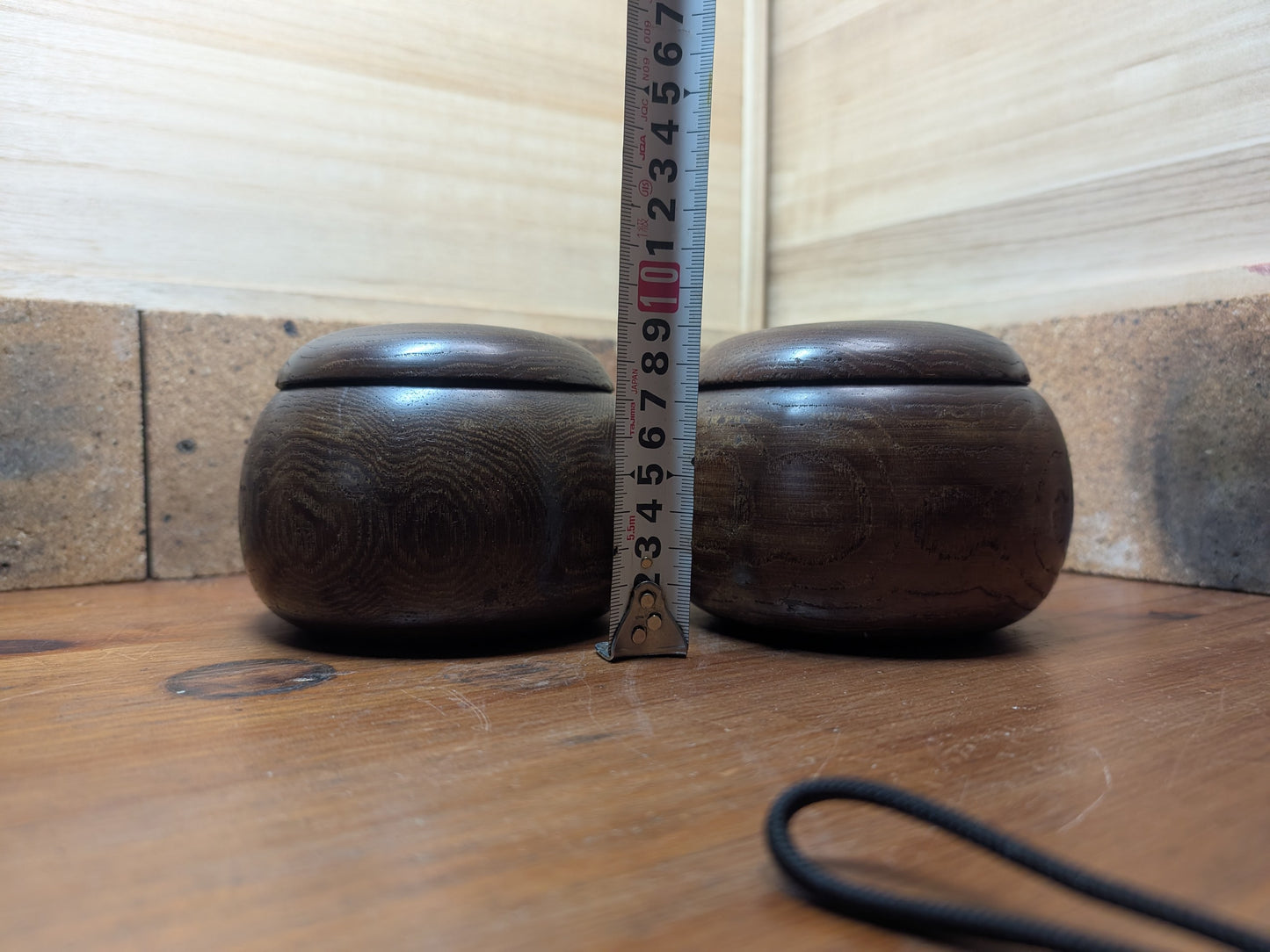 Japanese Go Game wooden Empty Game Bowl set Vintage 1970s Made in Japan (N1)