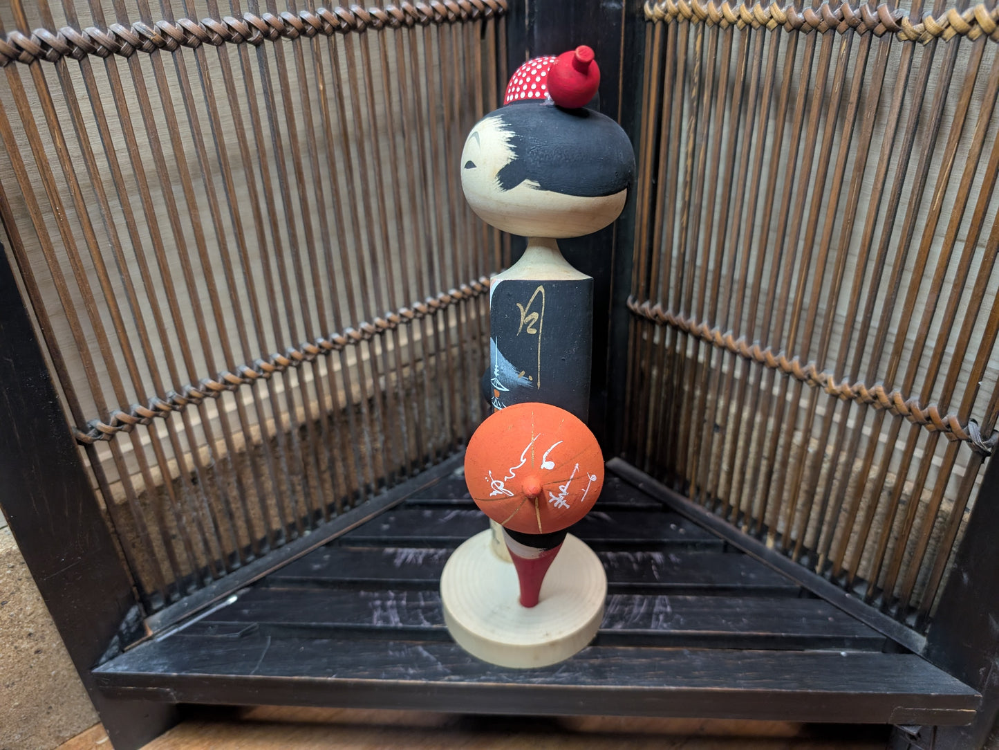 Japanese wooden doll kokeshi May.1965 signed made in Japan RARE !! (N7)