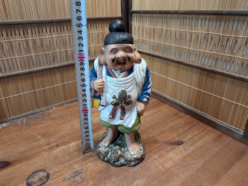 Japanese Daikokuten Statue Ceramic God of Wealth Figurine Lucky Bag Auction JP