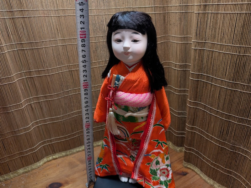 Authentic Japanese Ichimatsu Doll Silk Kimono Porcelain Girl w/Box