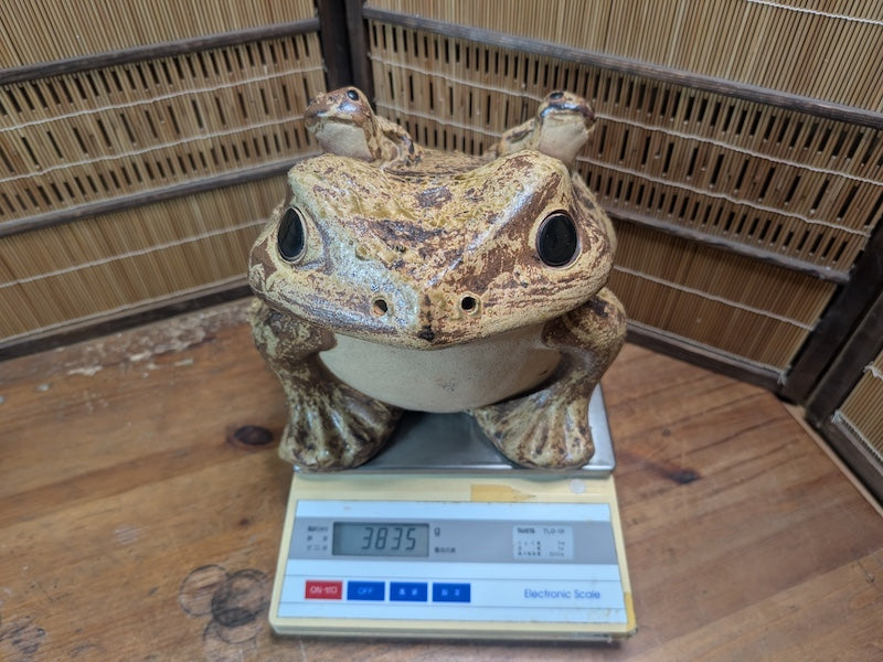 Vintage Shigaraki Ware Frog 1970s Japanese Pottery Kaeru Garden Statue