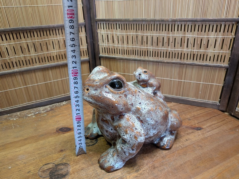 Rare Shigaraki Ware Frog Statue Handmade Japanese Ceramic Kaeru