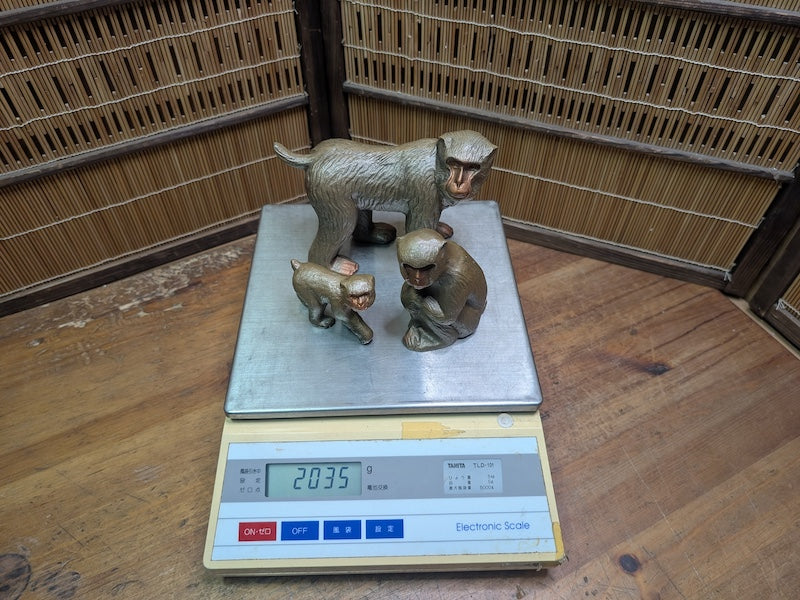 Rare Murata Hiroshi Monkey Sculpture Set Steel Art Japan Handmade