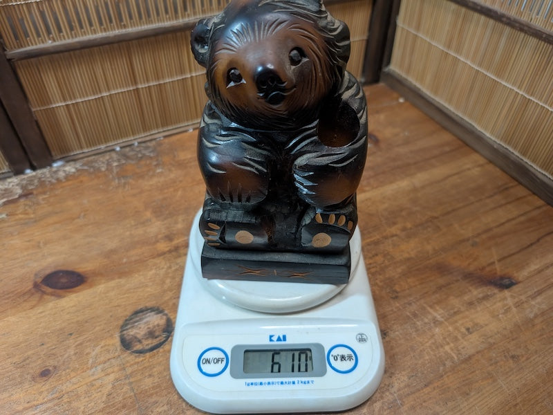 Vintage Japanese Kibori Kuma Bear Hokkaido Wood Carving Ainu Folk Art 1980s