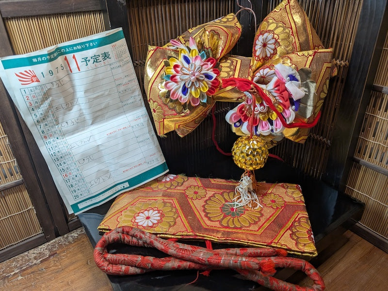 Japanese Kimono Butterfly Obi Accessory Silk Plastic Nov.1975 With Docs & Original Box