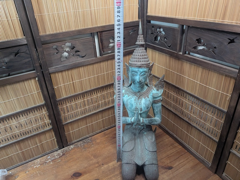 Vintage Thai Bronze Theppanom Statue Guardian Figure JPN Auction Rare