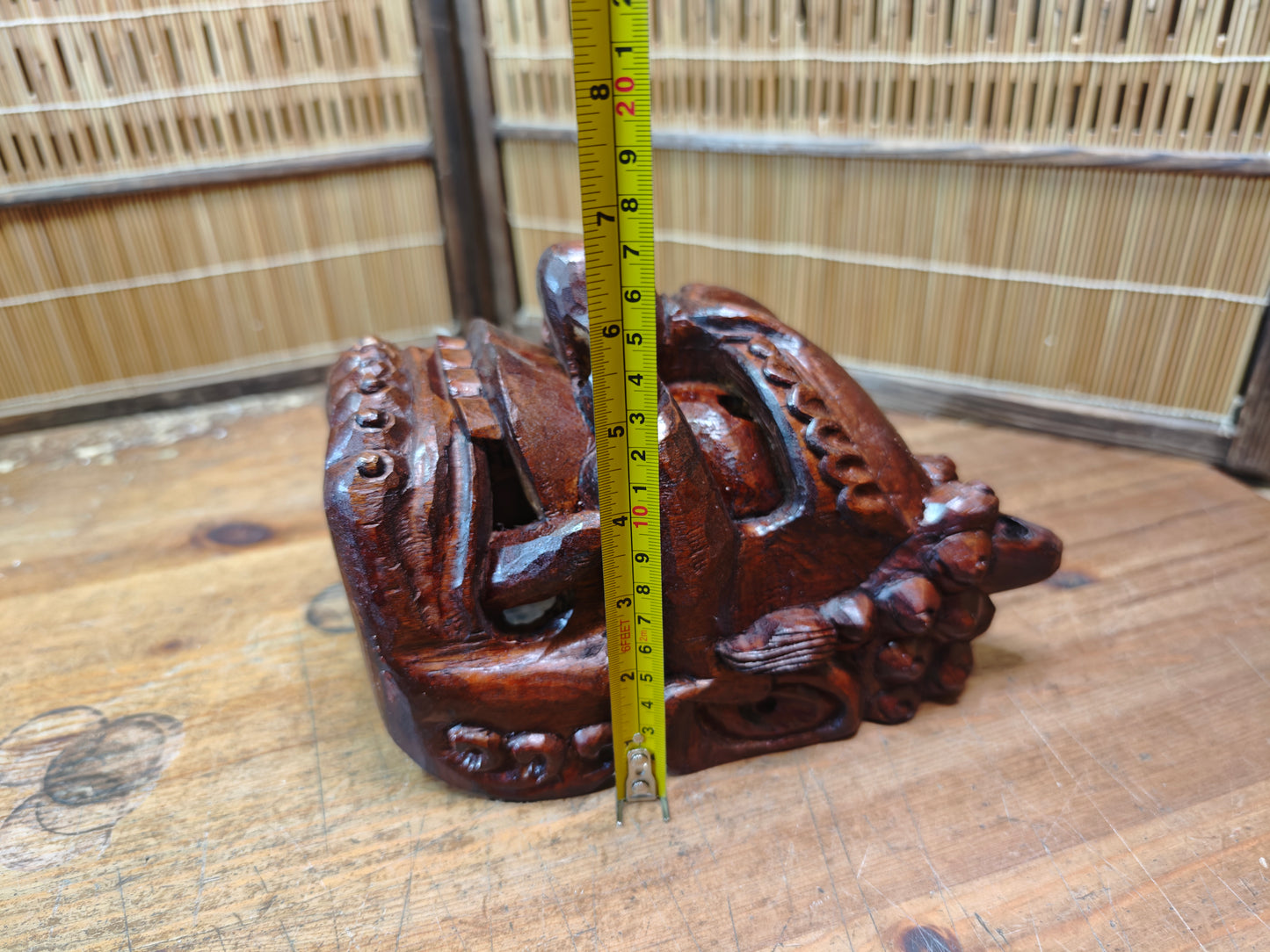 Rare Japanese Hannya Mask Hand-Carved Wood Demon Signed Noh Theater