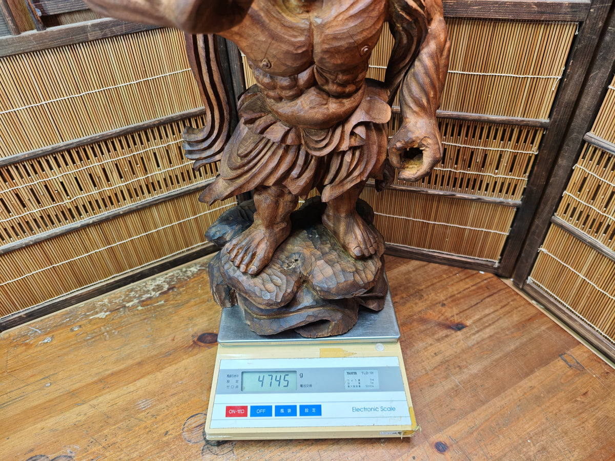 Rare Japanese Vintage Wooden Niō Guardian Statue Giant Size Sculpture