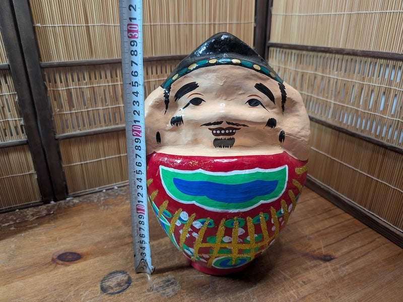 Large Vintage Japanese Daruma Doll Handmade Folk Art Zen Figurine Rare