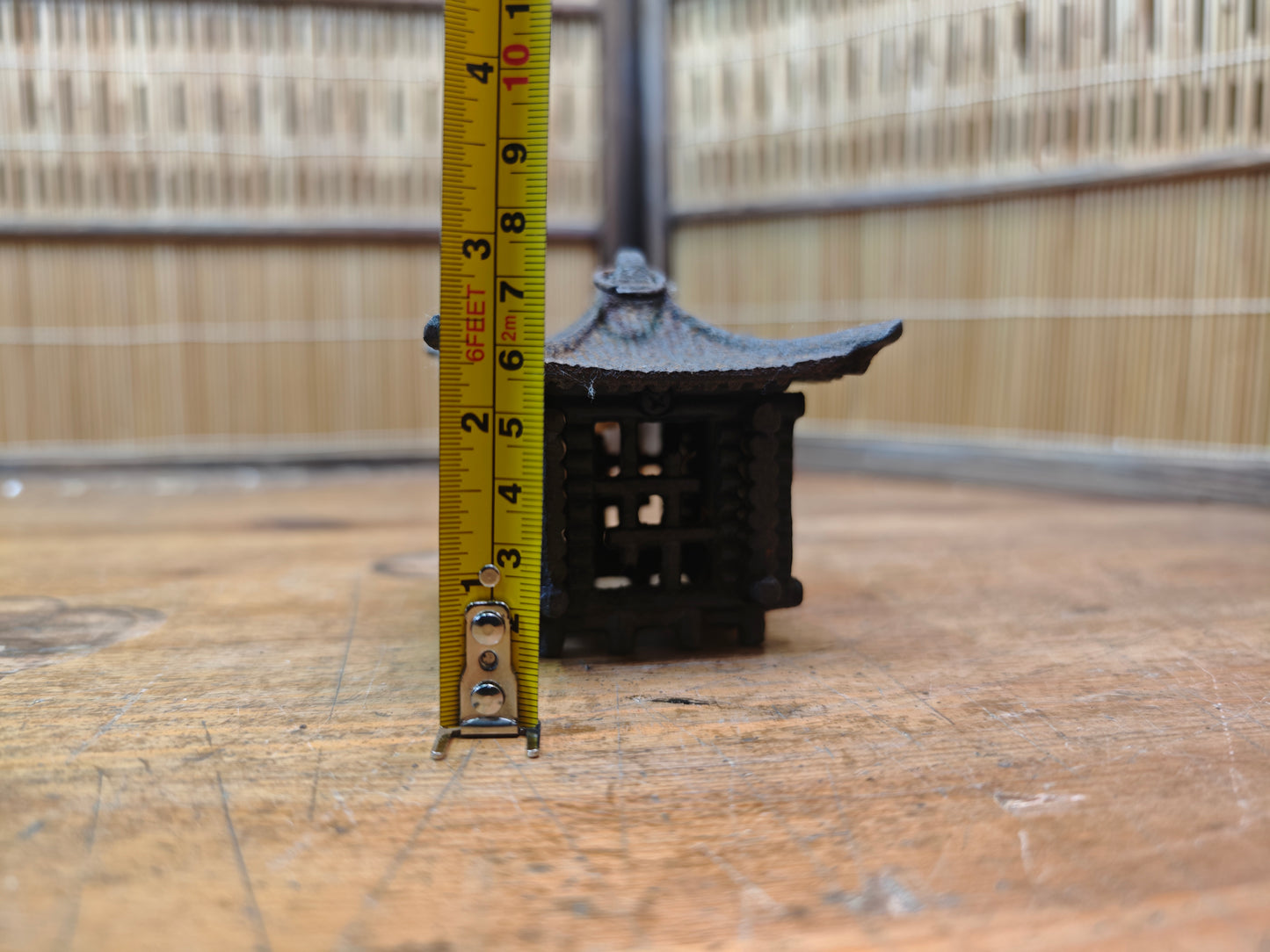 Rare Meiji Nambu Cast Iron Furin Lantern Wind Bell Hanging Toro Japan