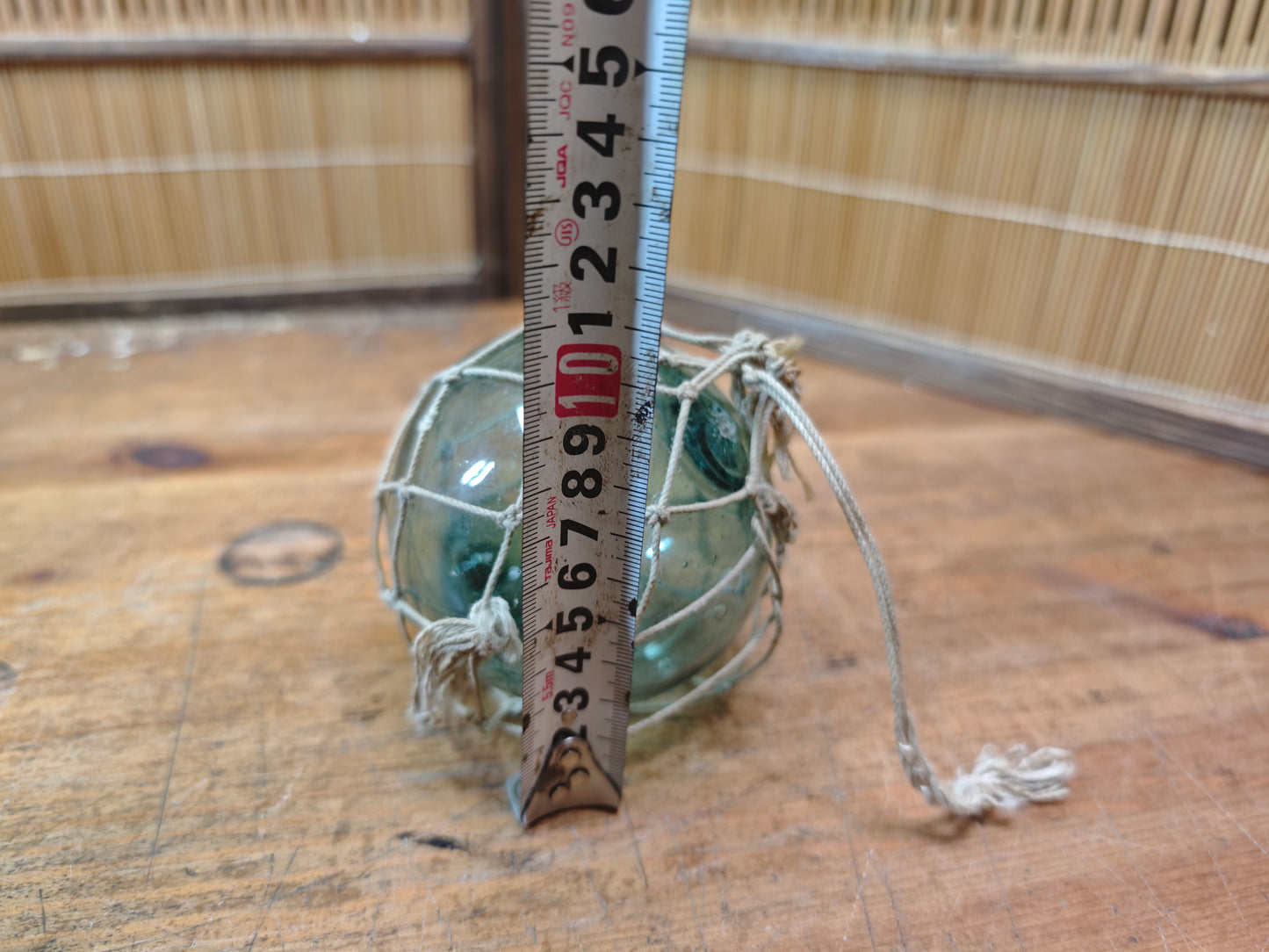 Authentic Japanese Glass Fishing Float Small Aqua Vintage Buoy