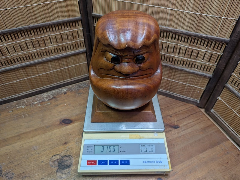 Traditional Japanese Showa 62 Solid Wood Daruma Hand-Carved 3kg Japan Auction