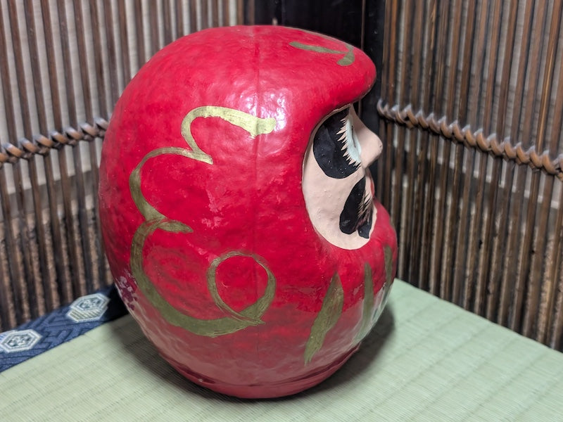 Vintage 1970s Japanese Daruma Doll (ダルマ) | Zen Buddhist Roly-Poly Figurine | Paper Mâché Folk Art | Symbol of Resilience