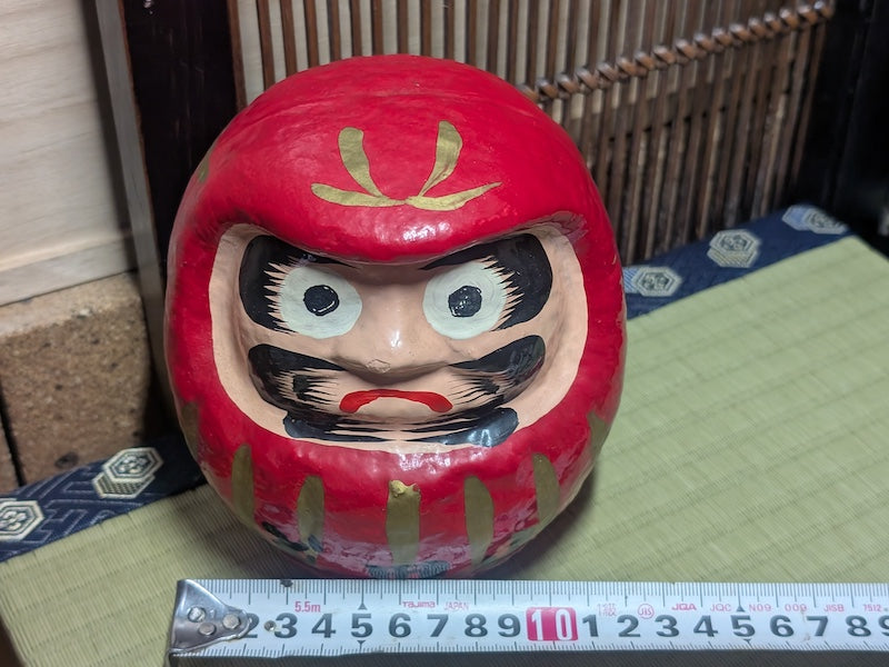 Vintage 1970s Japanese Daruma Doll (ダルマ) | Zen Buddhist Roly-Poly Figurine | Paper Mâché Folk Art | Symbol of Resilience