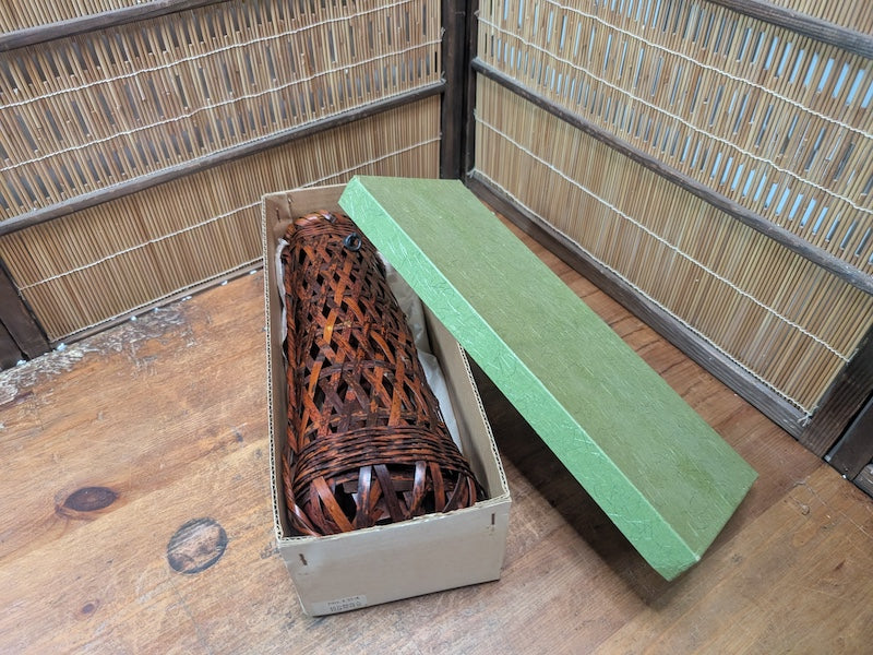 Japanese Ikebana Bamboo Kago Basket w Original Box Tea Ceremony Floral Art