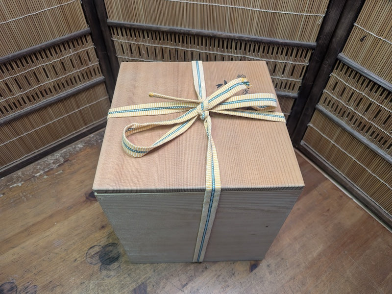 Vintage Japanese Red Lacquer Mizusashi Tea Ceremony Water Jar Wood Box